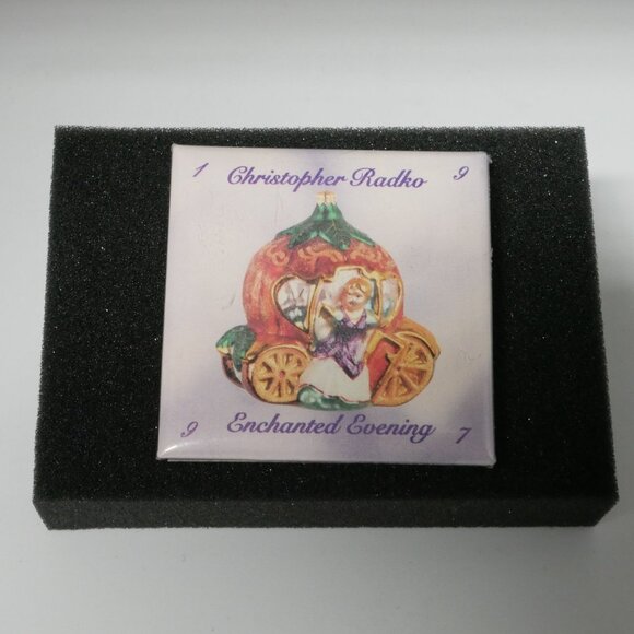 Christopher Radko 1997 Enchanted Evening Cinderella Pumpkin Carriage Button VTG - Picture 1 of 3